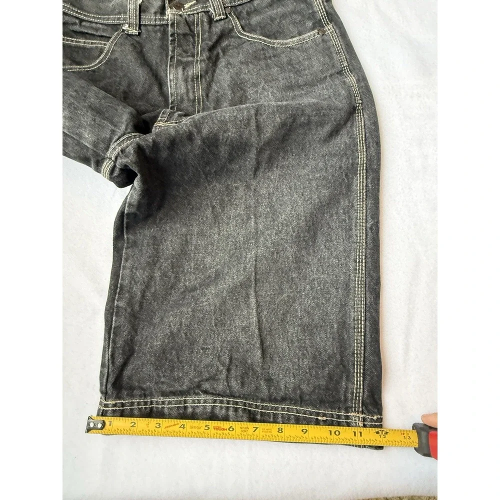 Y2K Black Baggy Denim Jorts Mens 34 Skater Hip Hop Grunge Streetwear
